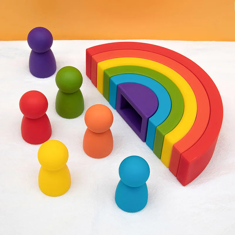 A Rainbow of Friends Soft-Stack Montessori Build and Learn Playset