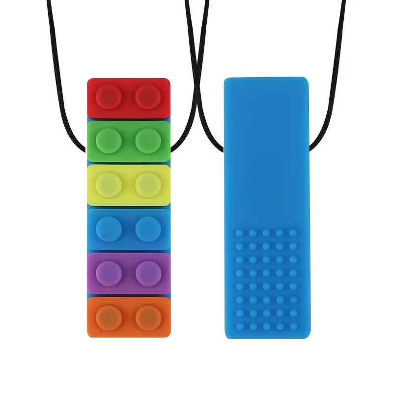 Breakaway Rainbow Chakra Lego Chew Necklaces, Food Grade Silicone