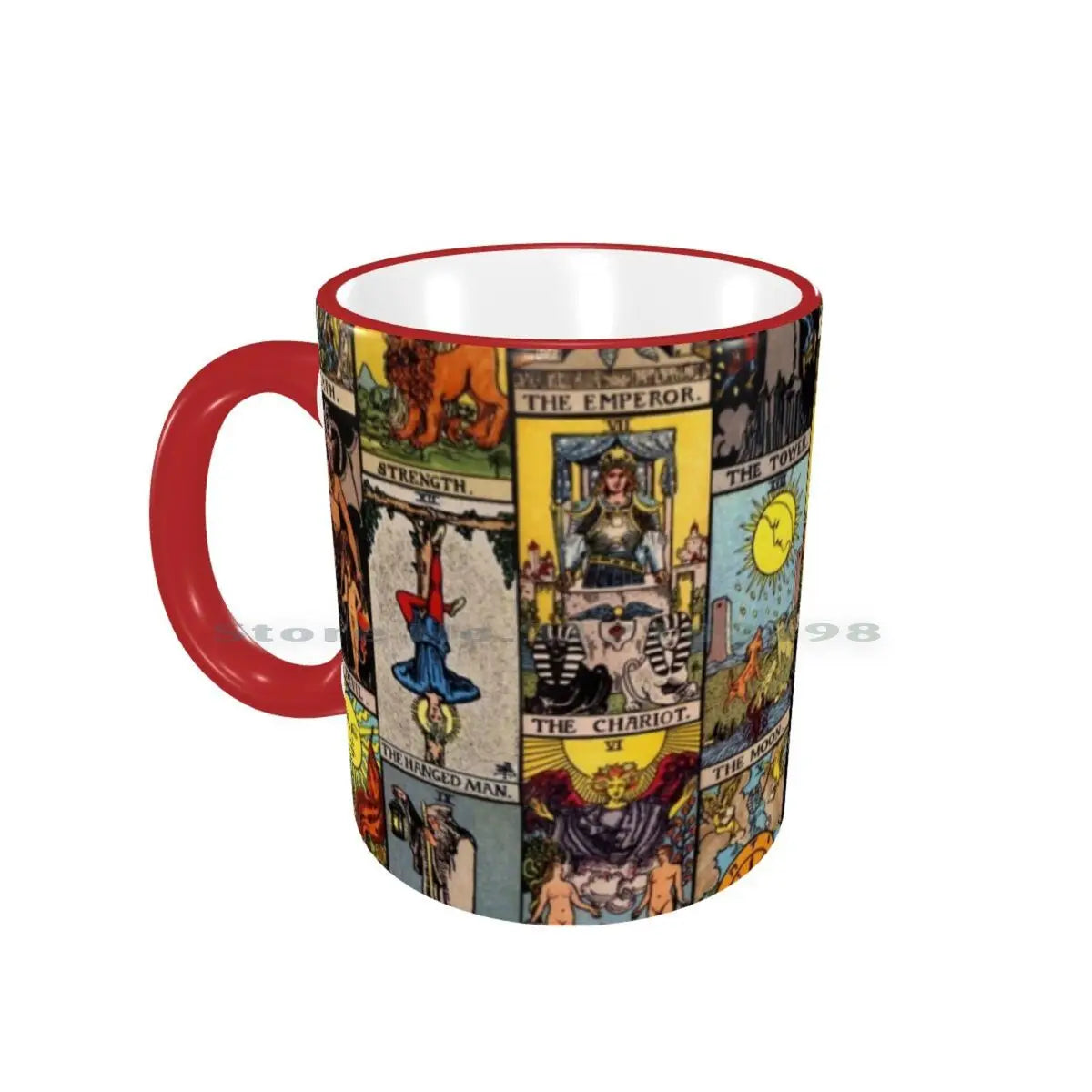 The Major Arcana Of Tarot Ceramic Mug, 11oz Red