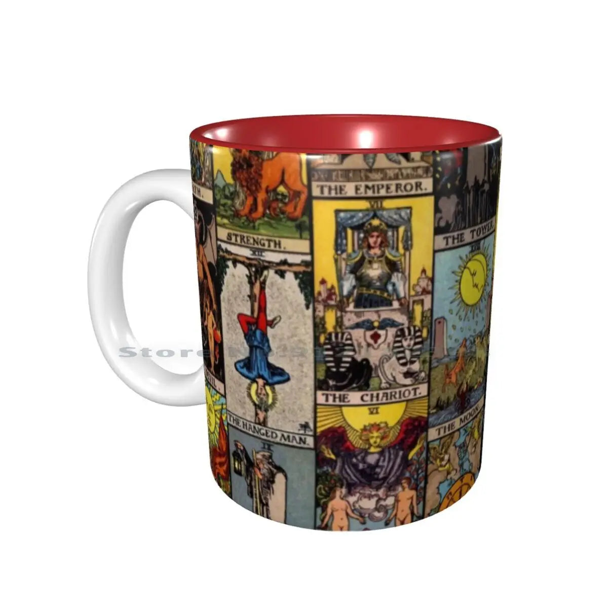 The Major Arcana Of Tarot Ceramic Mug, 11oz Red