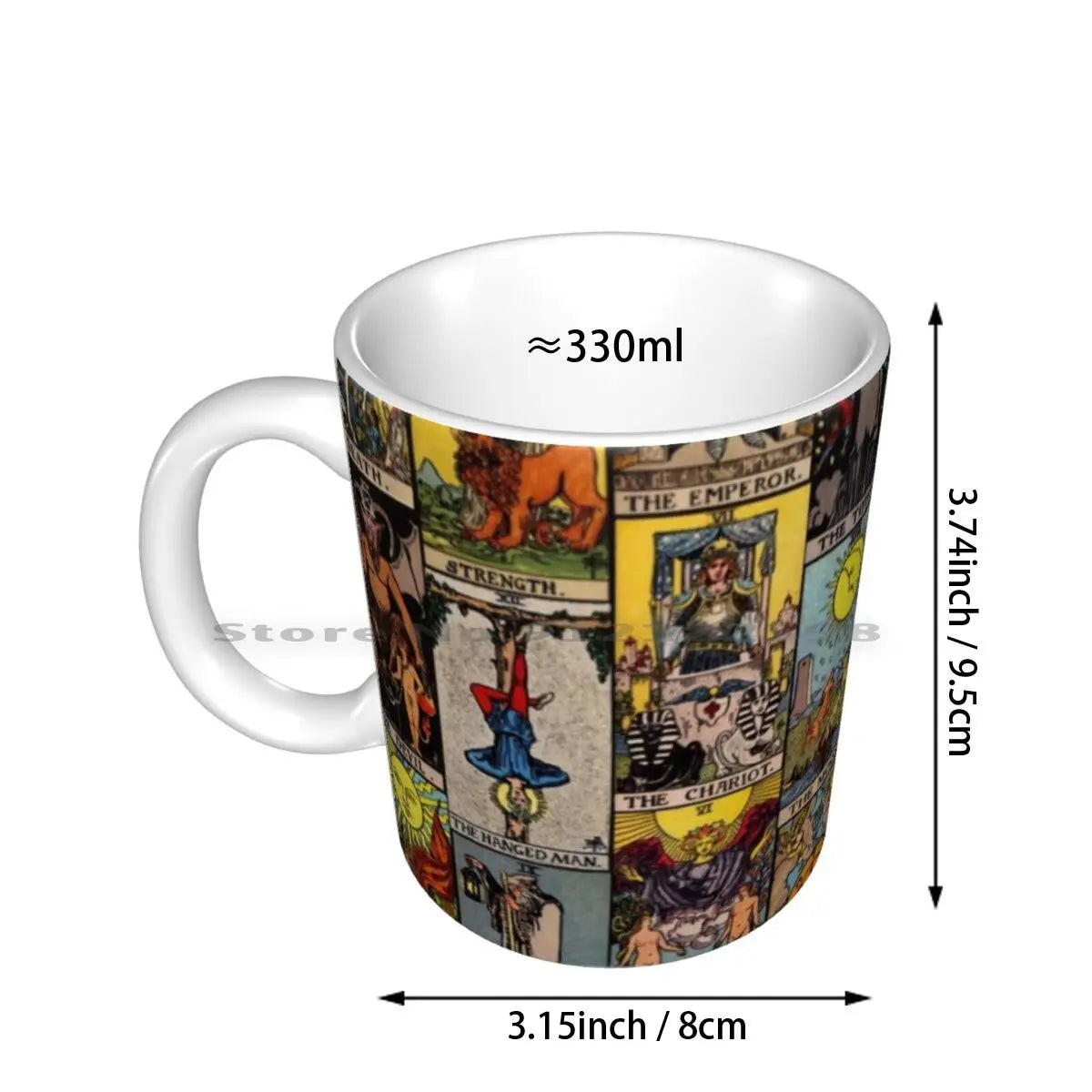 The Major Arcana Of Tarot Ceramic Mug, 11oz Red