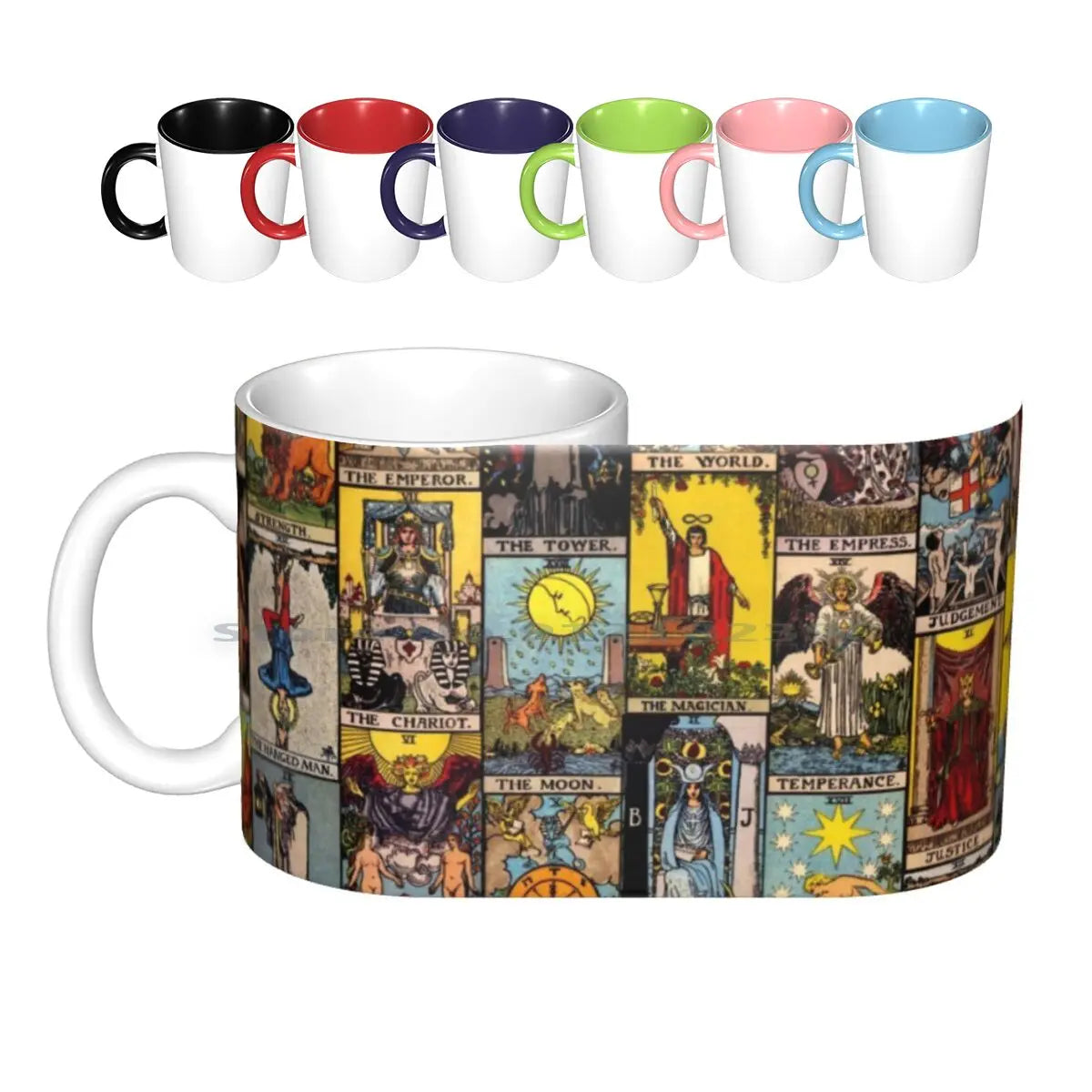 The Major Arcana Of Tarot Ceramic Mug, 11oz Red