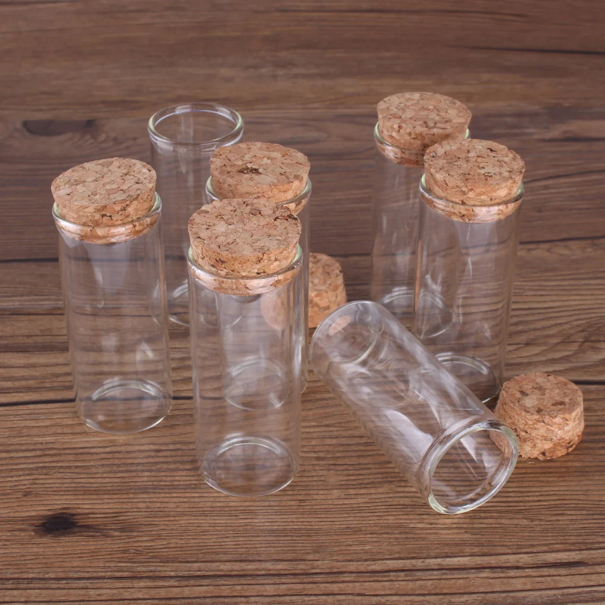 Case of 5 70mm Glass Bottles with Cork Lids