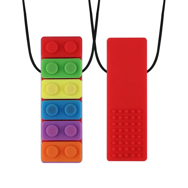 Breakaway Rainbow Chakra Lego Chew Necklaces, Food Grade Silicone