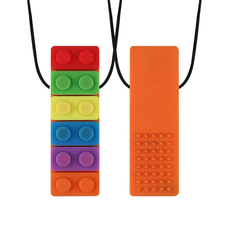 Breakaway Rainbow Chakra Lego Chew Necklaces, Food Grade Silicone