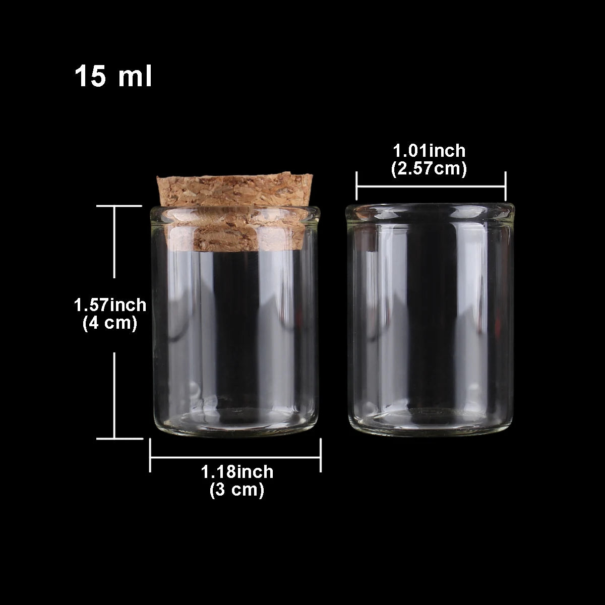 Case of 5 15ml Glass Bottles with Cork Lids