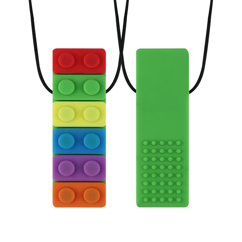 Breakaway Rainbow Chakra Lego Chew Necklaces, Food Grade Silicone