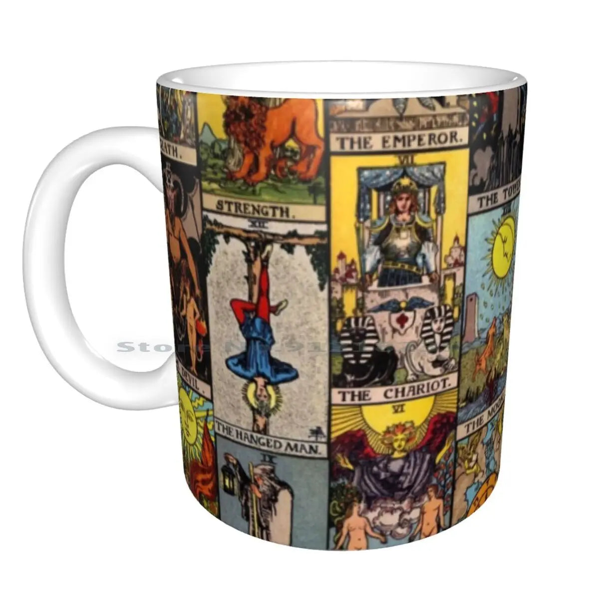 The Major Arcana Of Tarot Ceramic Mug, 11oz Red