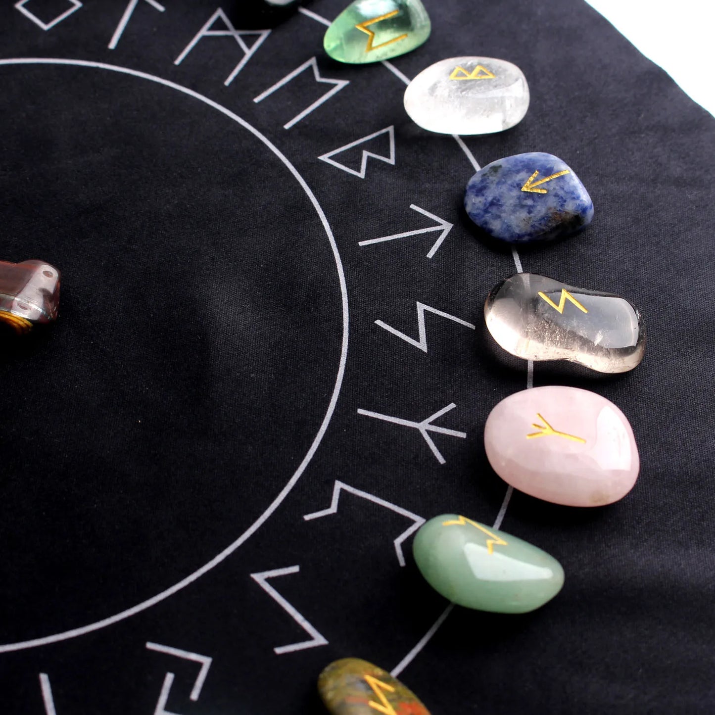 Natural Tumbled Gemstone Rune Stones Sets