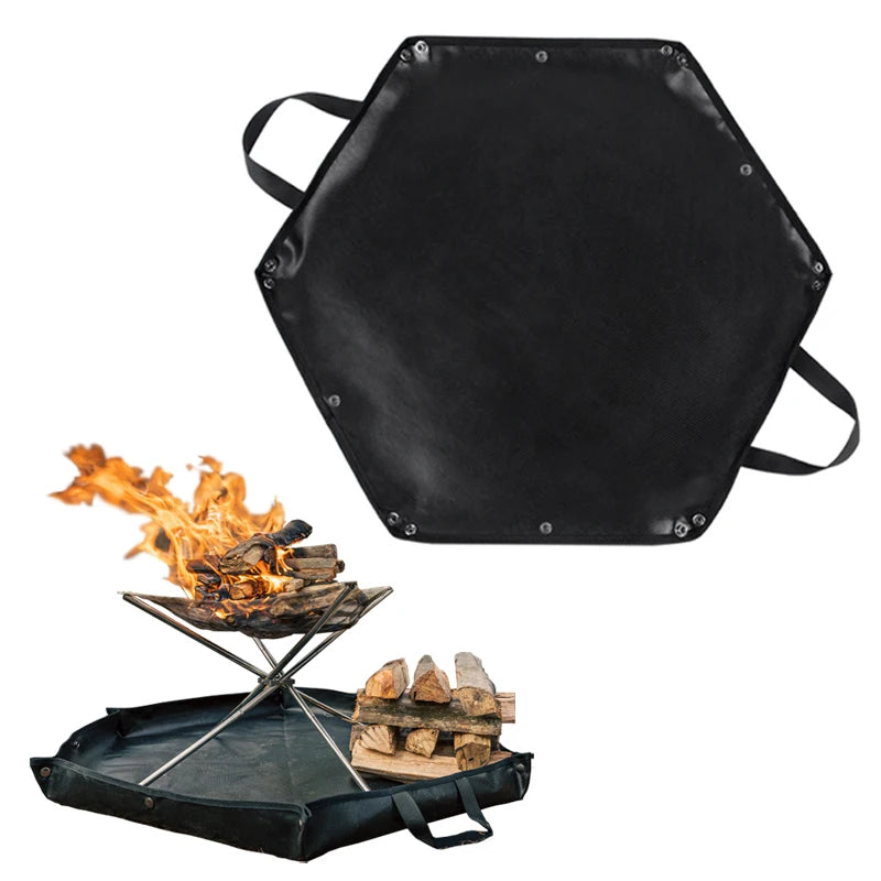 Hexagon Portable Fire Pit Mat (Fireproof, Foldable, with Handles)