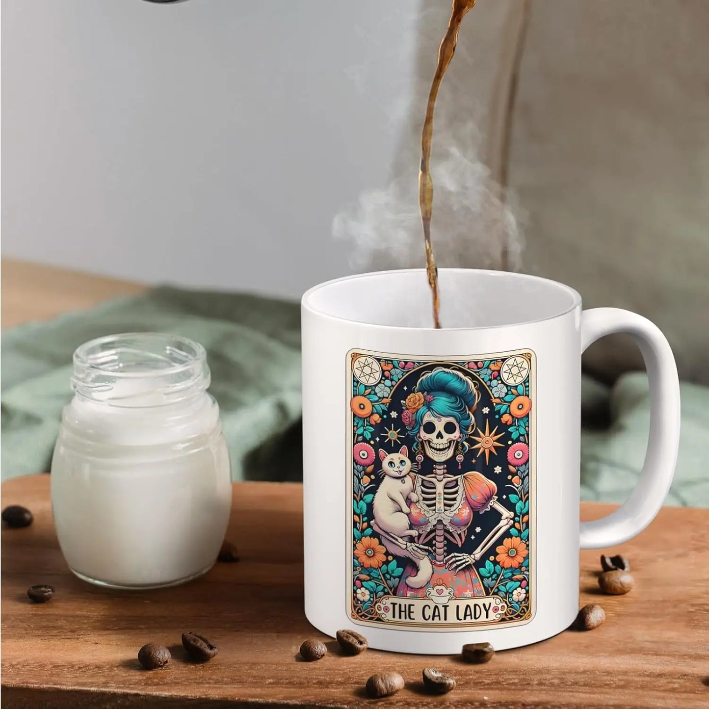 The Cat Lady Tarot Card Ceramic Mug, 11oz