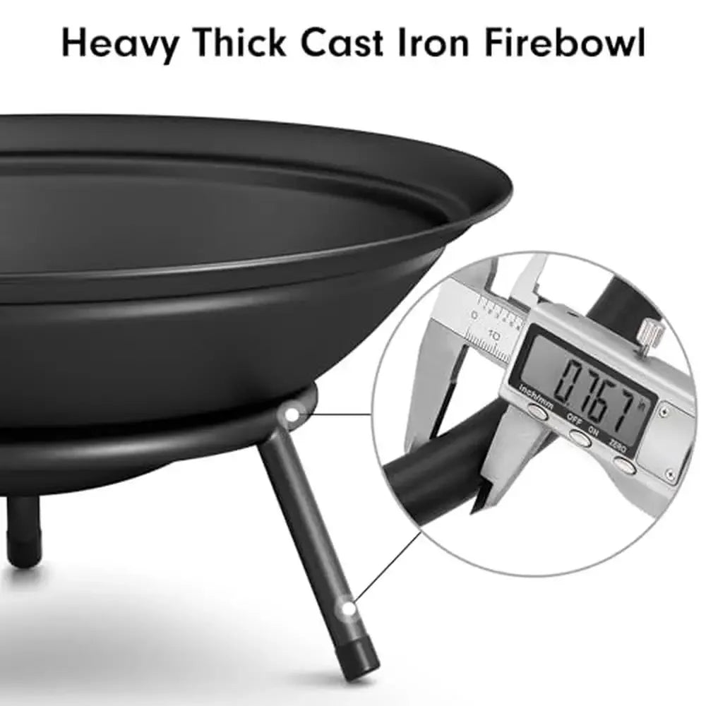 Portable Wood Burning Fire Pit (22.6" Heavy Duty Rust Resistant Bowl)