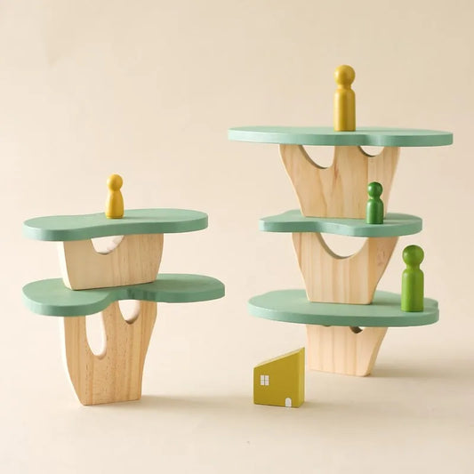 Montessori Wooden Tree Block Playsets