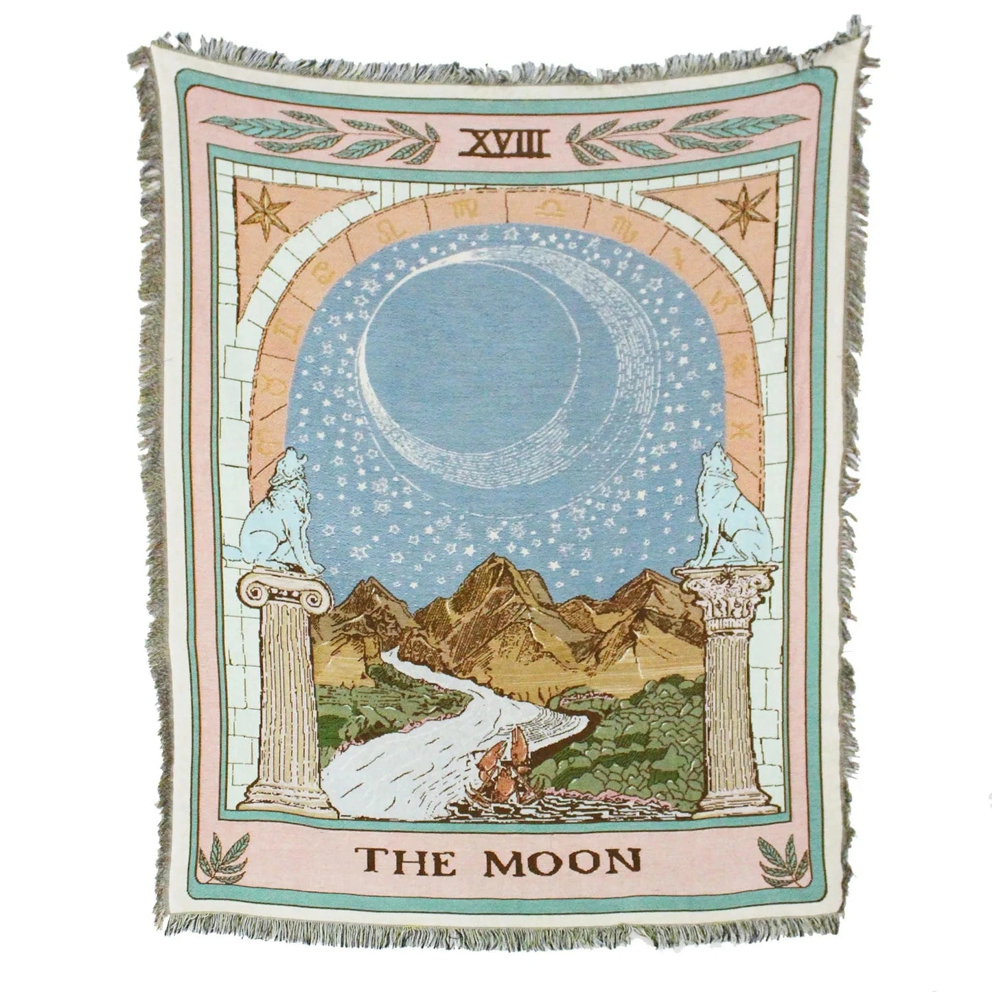 Moon Phase Garden Woven Sofa Blanket