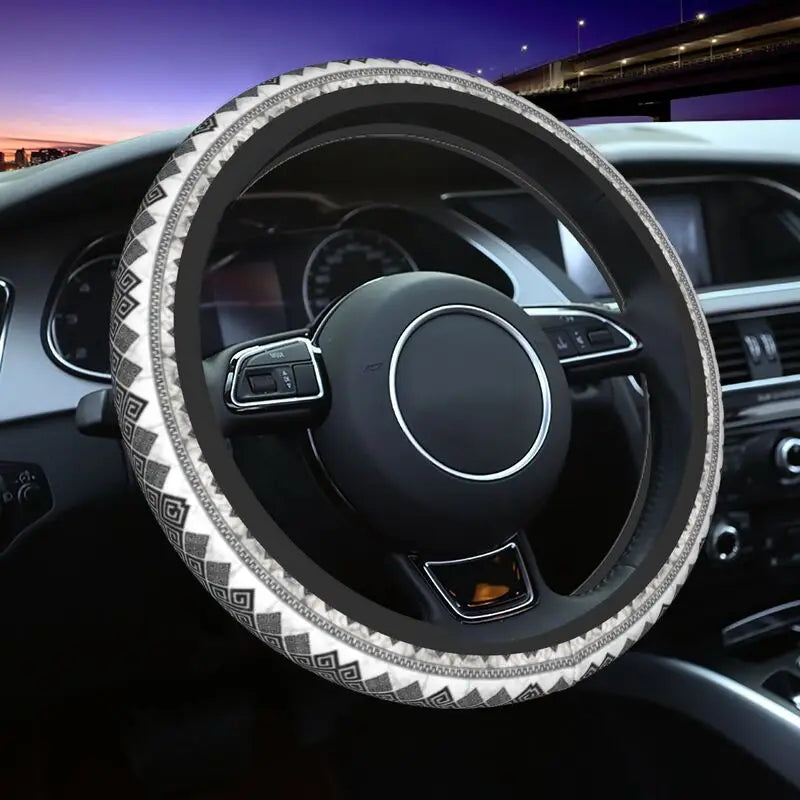 Greek Meander Pattern Steering Wheel Cover