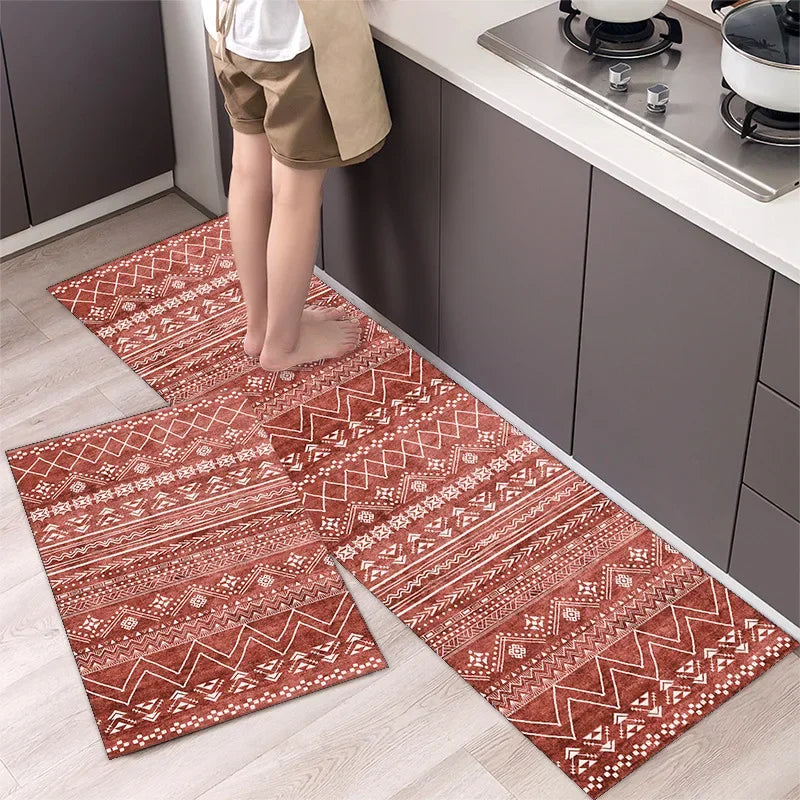 Beautiful Boho Earthtones Patterned Washable Anti Fatigue Kitchen Rugs