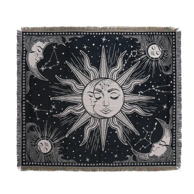 Sun and Moon Wheel Woven Sofa Blanket