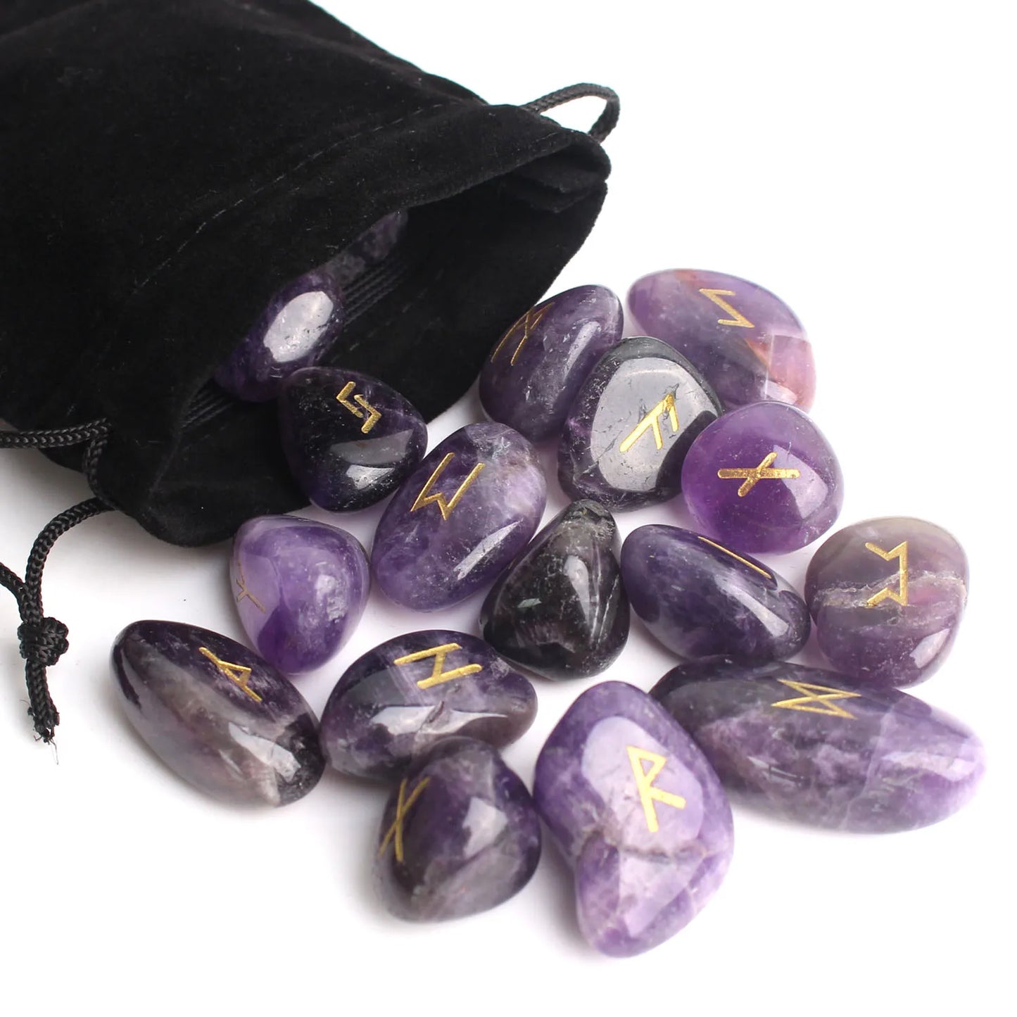 Natural Tumbled Gemstone Rune Stones Sets