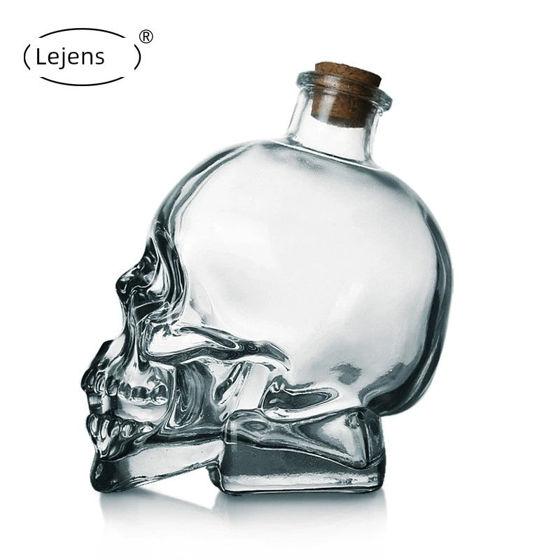 Glass Skull Bottle with Cork