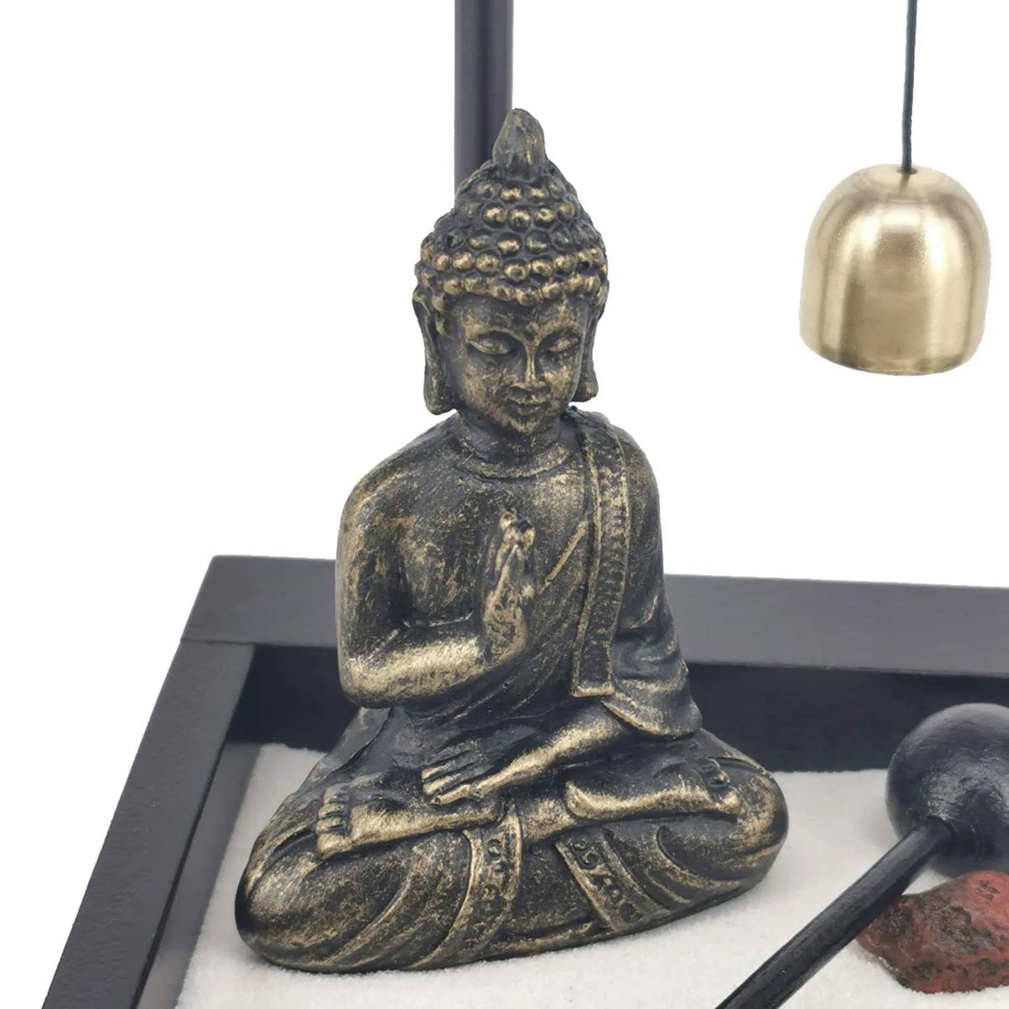 Meditating Buddha Tabletop Zen Garden with Bell