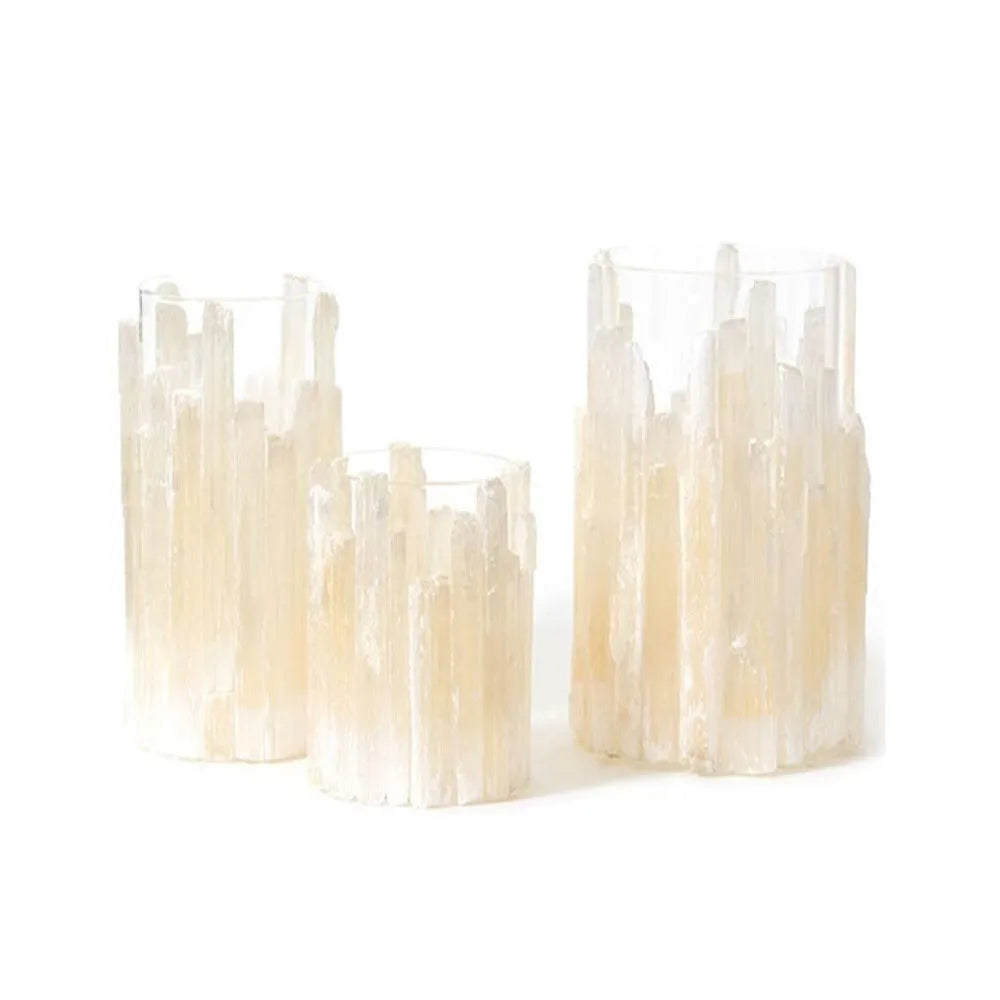 Natural Quartz Crystal Selenite Lamp Selenite Candle Holder Used for Home Decoration Living Room and Bathroom Decoration