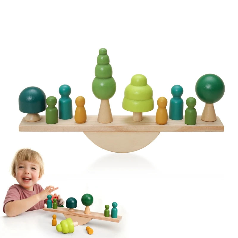 Montessori Wooden Blocks Little Trees Playset