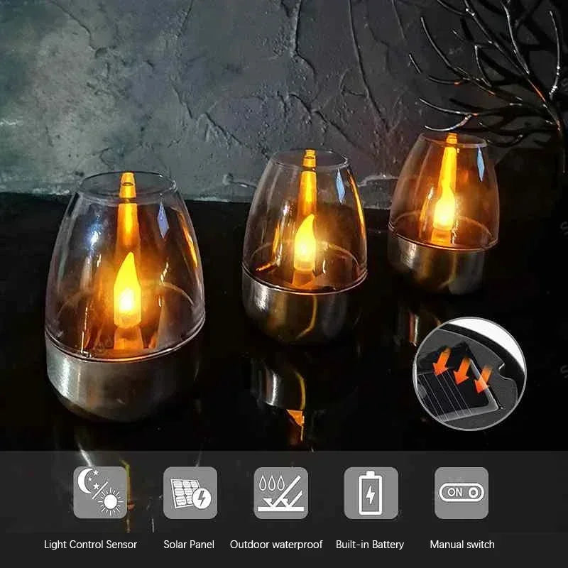 Solar Charging Flameless Candles, Set of 4