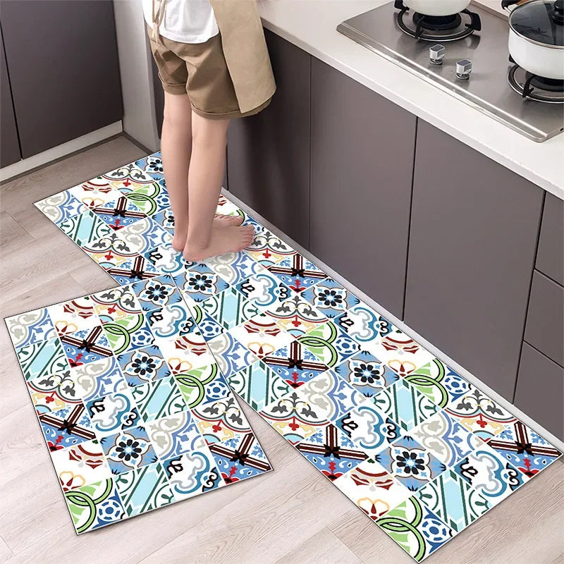 Beautiful Boho Happy Patterned Washable Anti Fatigue Kitchen Rugs