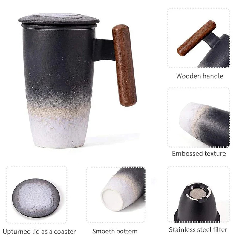 Large Travel Diffuser Mug with Wooden Handle (500ml)