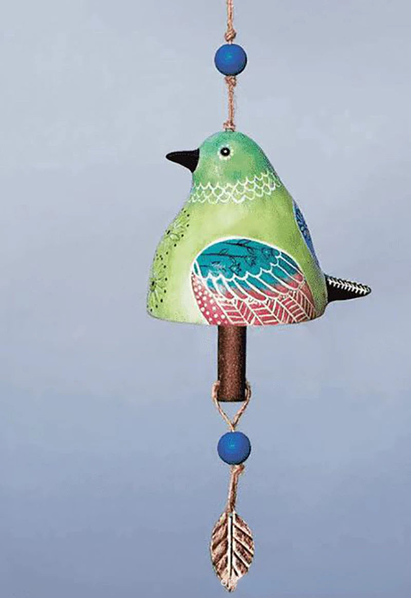 Handpainted Songbird Single Chime Hanging Bells, Bluebird & Cardinal