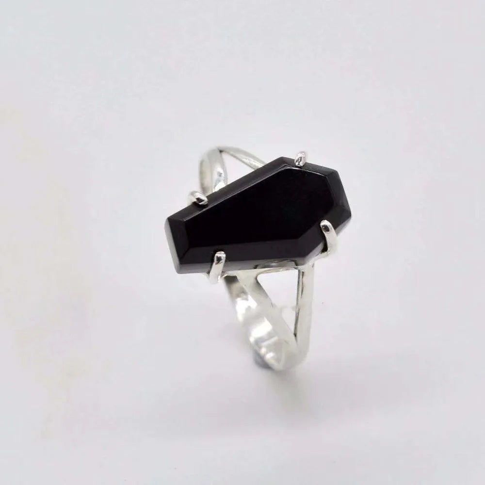 Coffin Shaped CZ Statement Ring