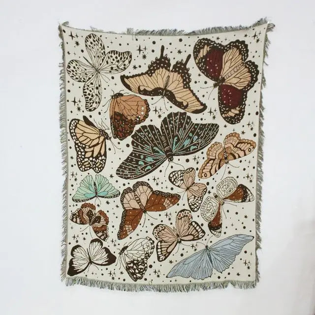 Butterflies Woven Sofa Blanket