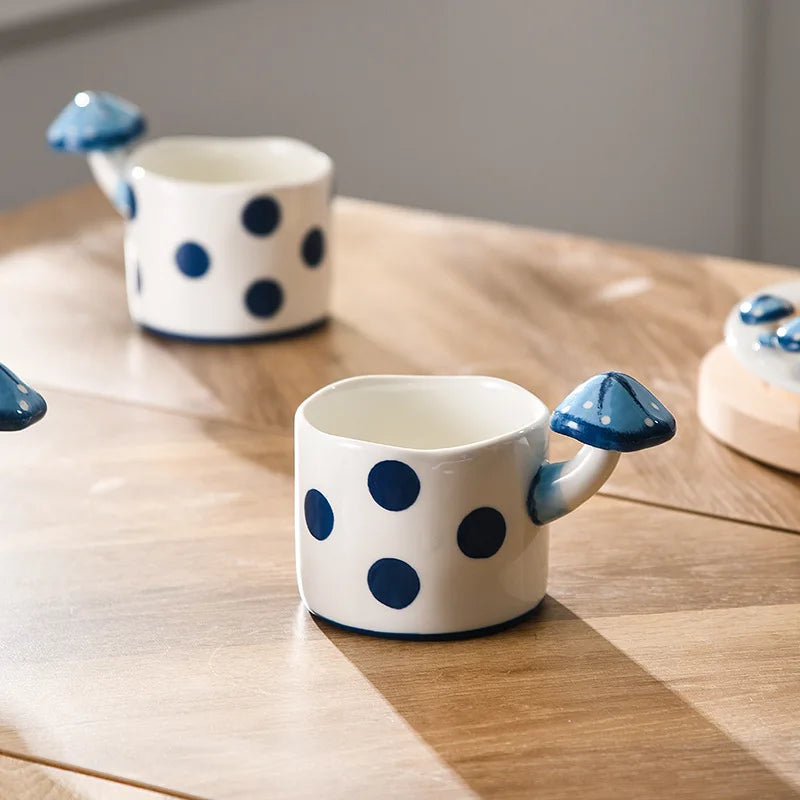 Hand Painted Blue Mushroom Cottage Tea Collection