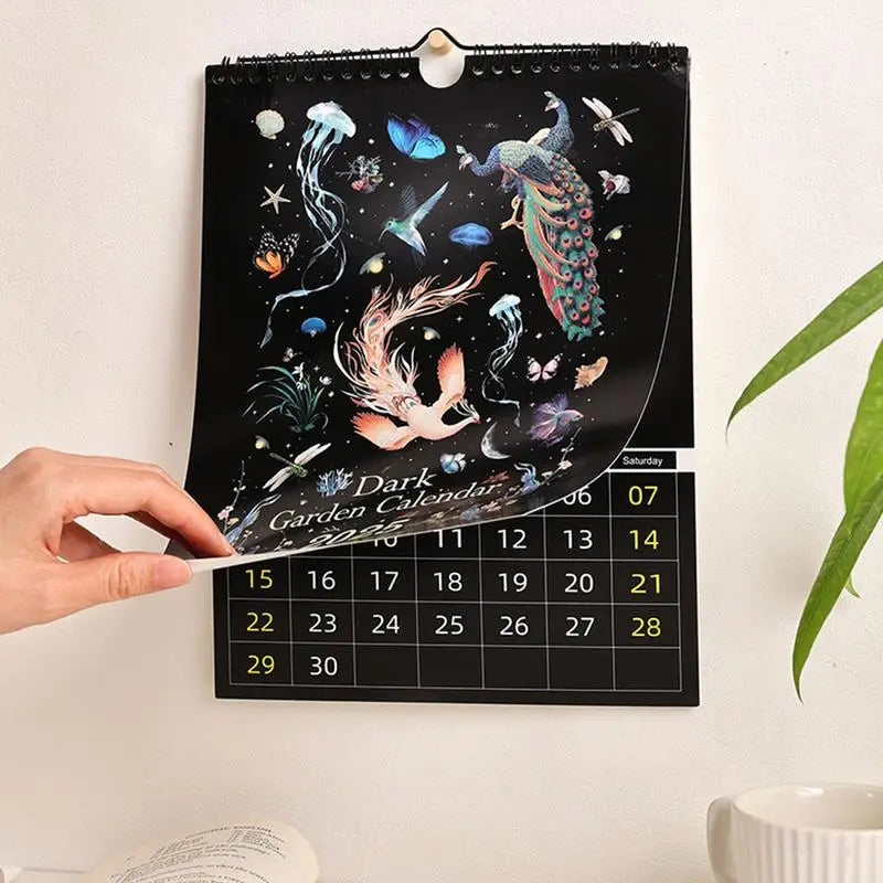 Dark Garden Lunar Calendar, Jellyfish Blue 2025