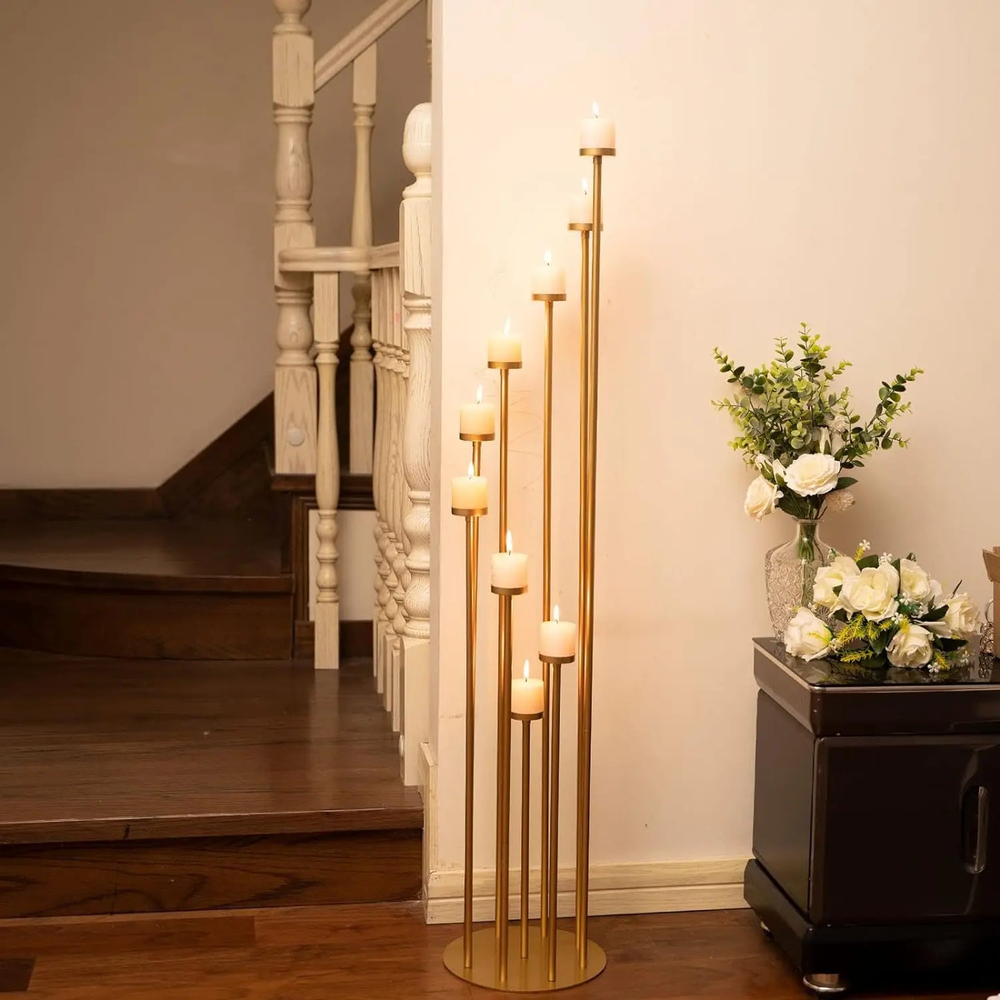 Golden Spiral 9 Candle Holder, 46.3 inches tall