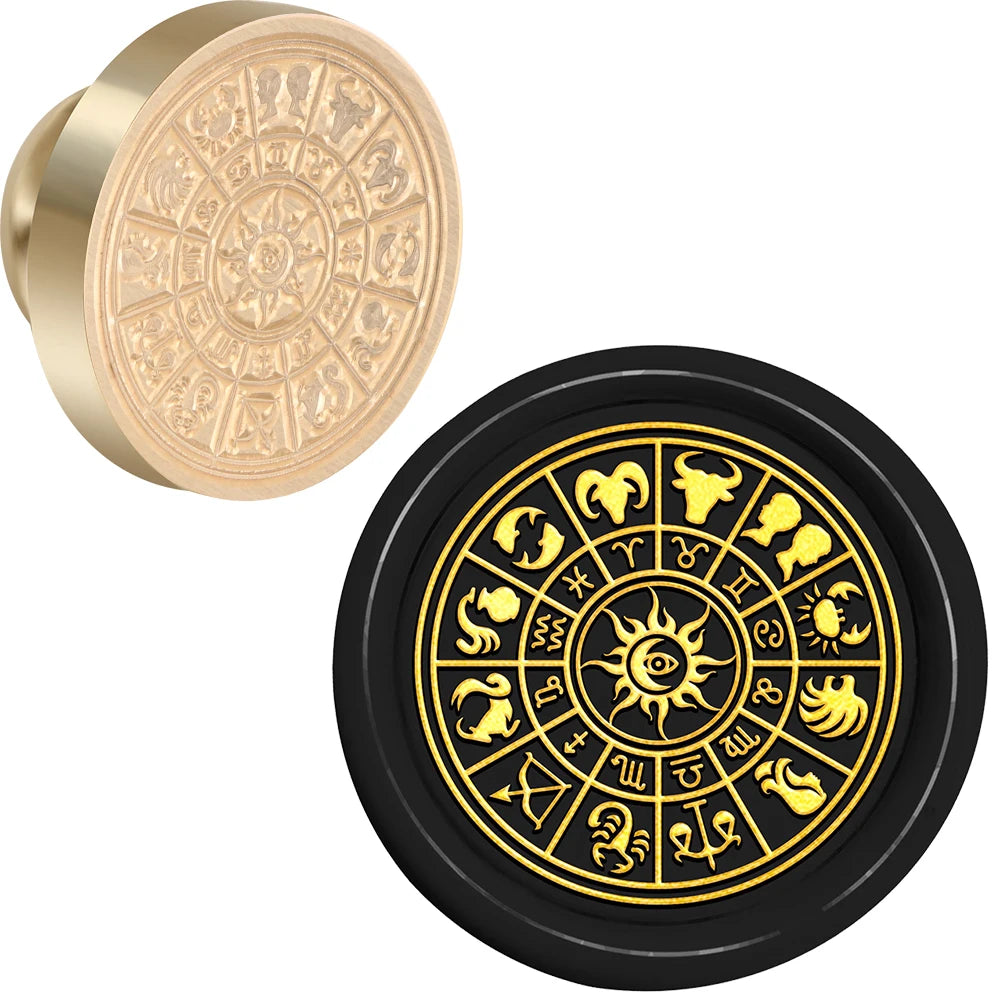 Zodiac Wheel with Moon Phases Wax Seal Stamp Head