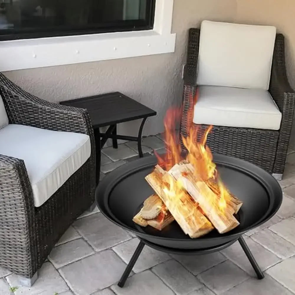 Portable Wood Burning Fire Pit (22.6" Heavy Duty Rust Resistant Bowl)