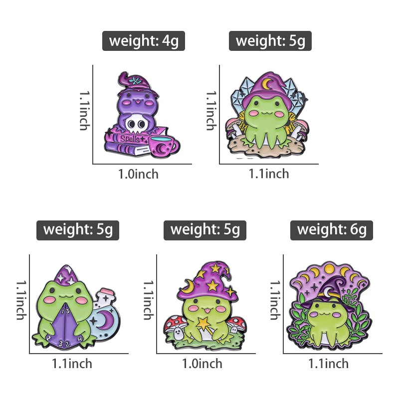 Witch Frog Pin, 5 Choices