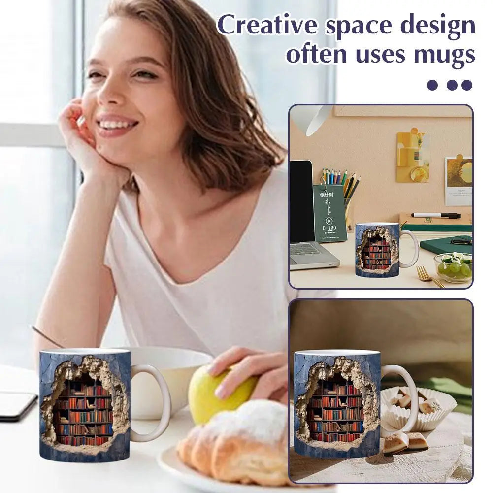 3D Illusion Book Cave Mug