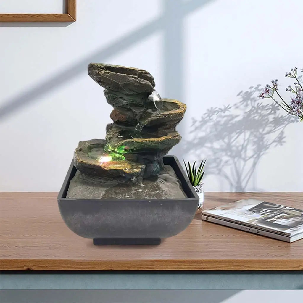 Tabletop Waterfall with Color-Changing LED Lights