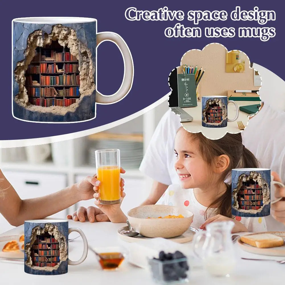 3D Illusion Book Cave Mug