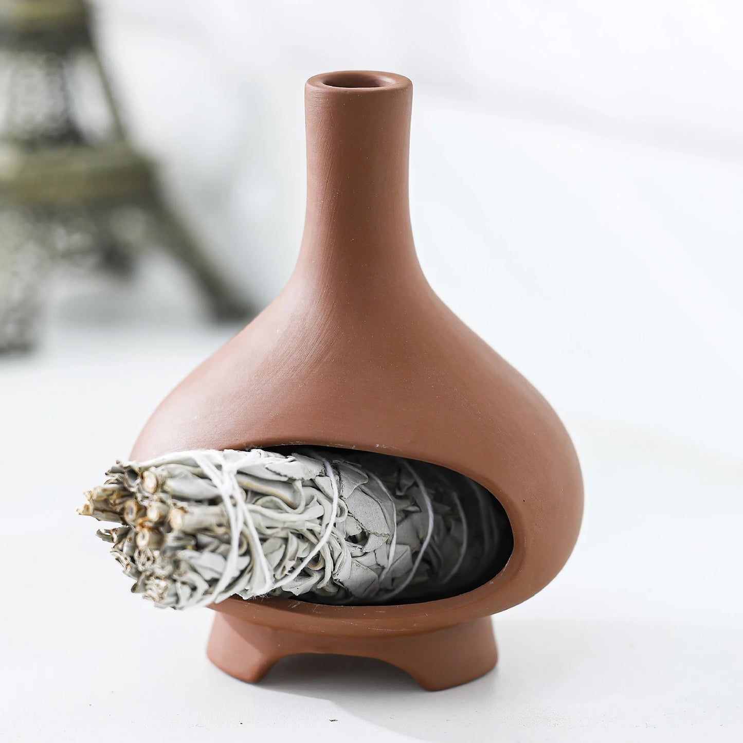 Ceramic Burner for Sage and Palo Santo with Chimney