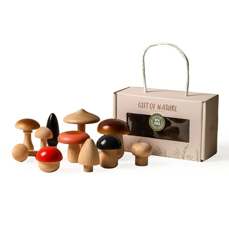 Magical Mushrooms Montessori Wooden Blocks Playset