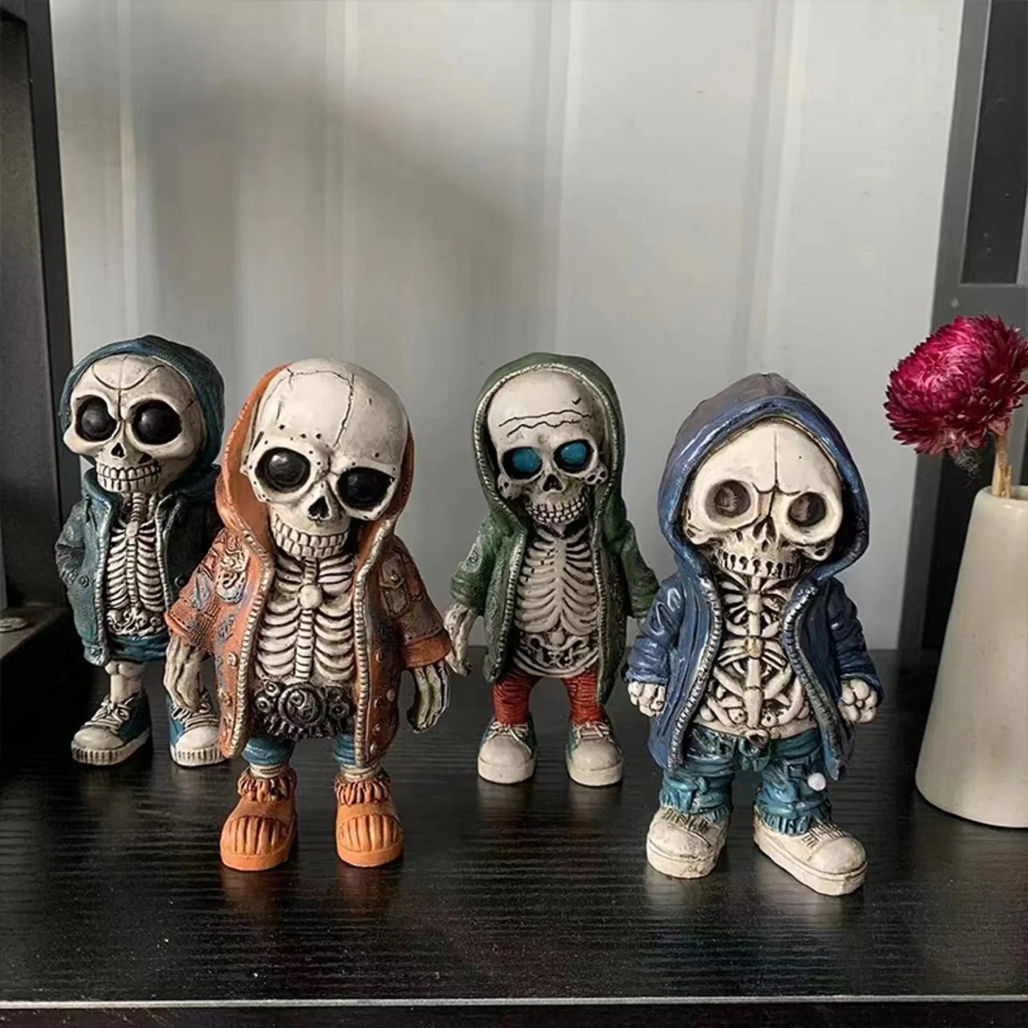 Hoodie Skeleton Resin Statue