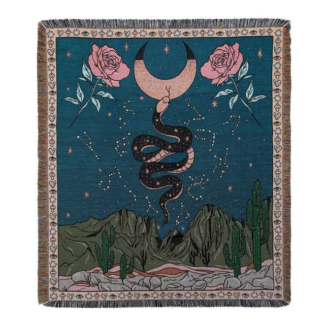 The Moon Tarot Woven Sofa Blanket