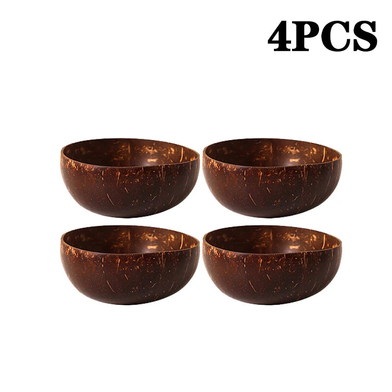 Handmade Wooden Coconut Bowl with Spoon Sets