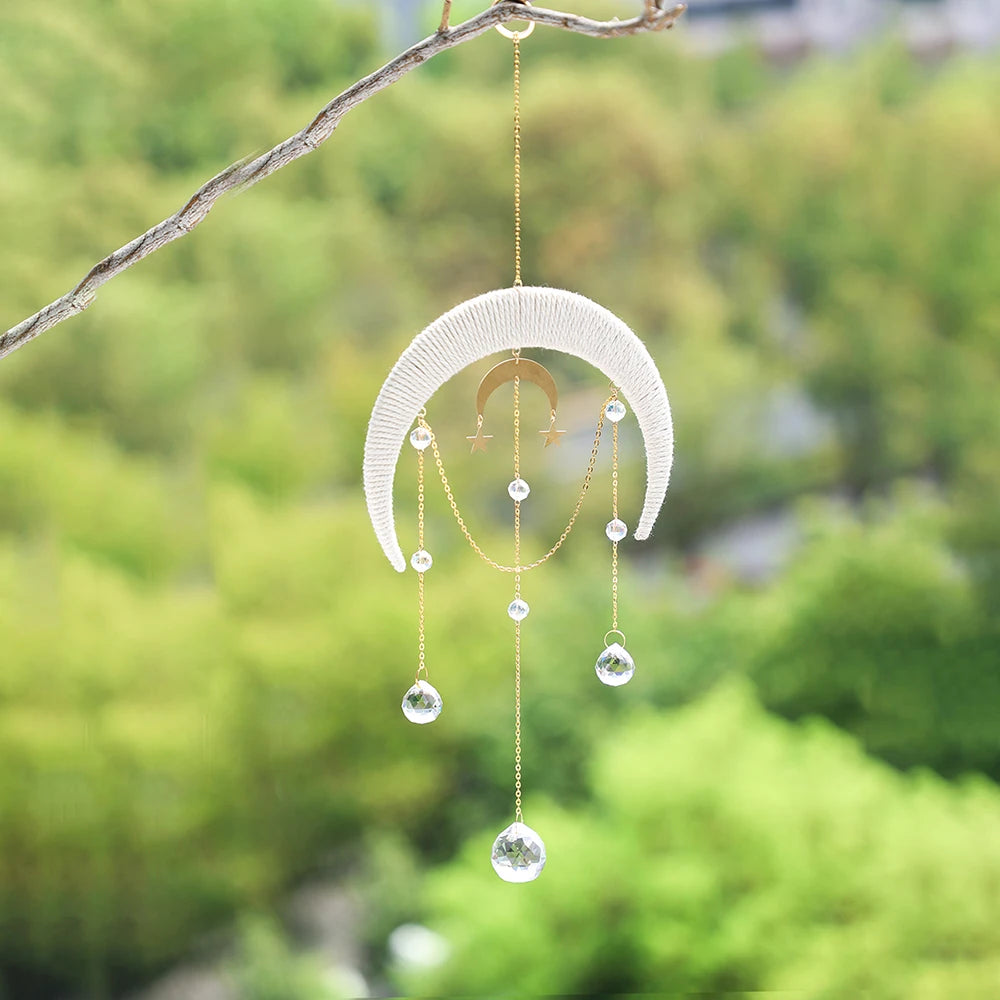 Mooncatchers Hanging Crystal  Macrame Ornament