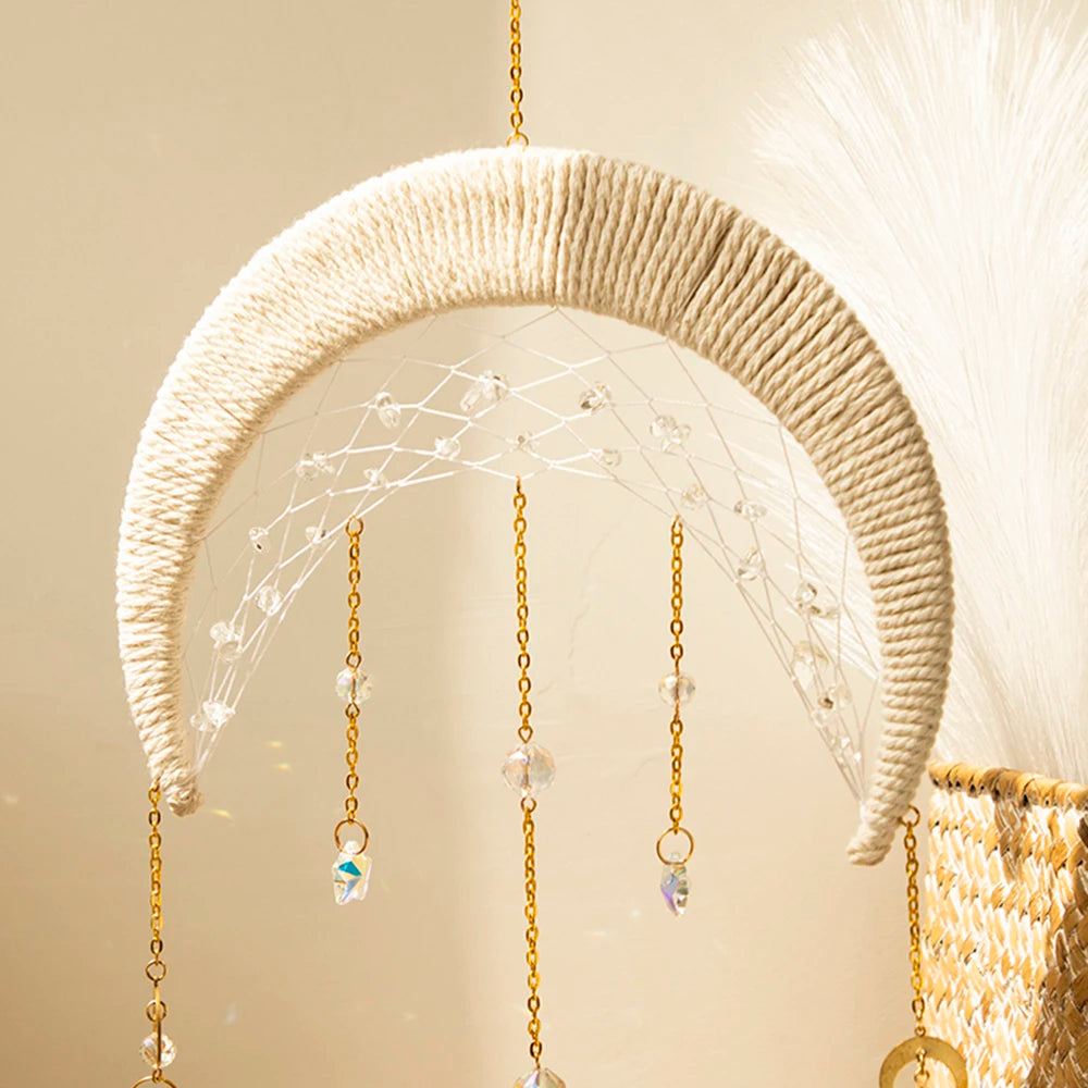 Mooncatchers Hanging Crystal  Macrame Ornament