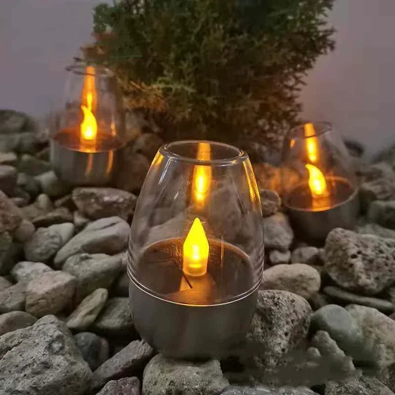 Solar Charging Flameless Candles, Set of 4