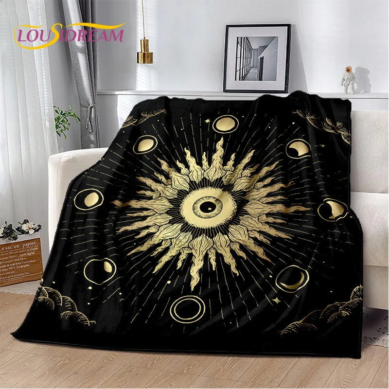 Black Cosmos Plush Blanket/Bedspread, Choose Your Size